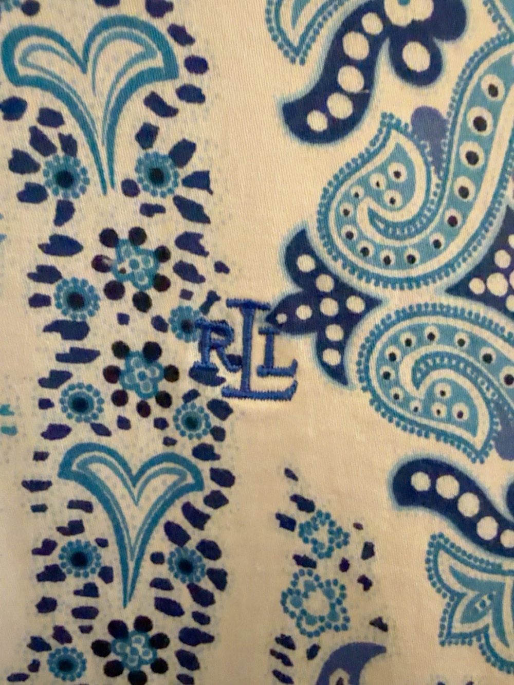 Lauren Ralph Lauren Paisley Button Down Shirt Blue White Cotton M - Picture 4 of 8